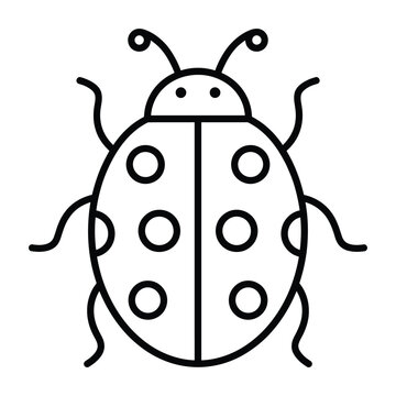 Minimalist outline icon of a cute ladybug with spotted wings wildlife minimalist illustration isolated creature