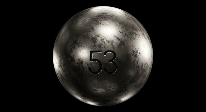 Textured Sphere with Number 53 Engraved