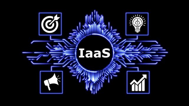Cloud computing infrastructure as a service iaas animation with technology icon.