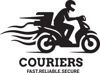 Obraz premium Silhouettes of a delivery rider representing the essential professional values of speed and reliability.