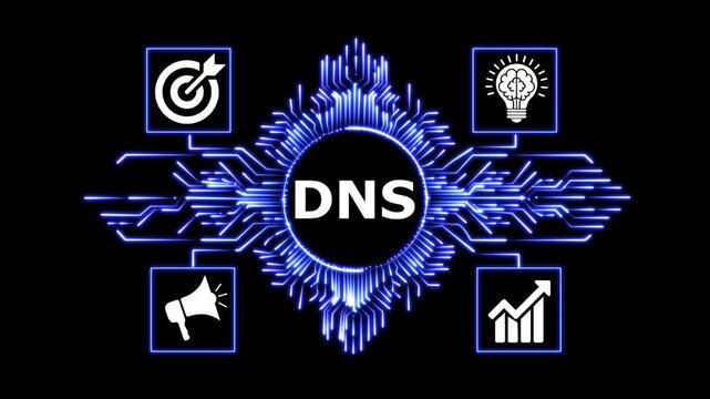 Dynamic digital dns technology concept with business icons motion graphic.