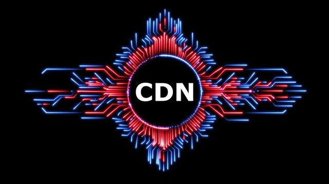 Abstract background featuring animated circuit board lines with cdn text overlay.