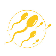 Fototapeta premium Sperm cells swimming towards ovum icon