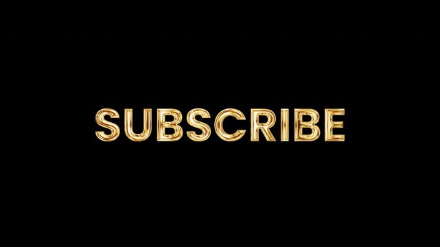 Subscribe golden shine light motion text animation on black abstract background. promote advertising concept isolate using QuickTime Alpha Channel proress 444
