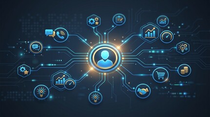 Fototapeta premium Central Customer Profile Connected to Digital Business Services