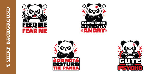 Feed me or fear me angry panda cartoon t shirt design illustration. © jubayer95