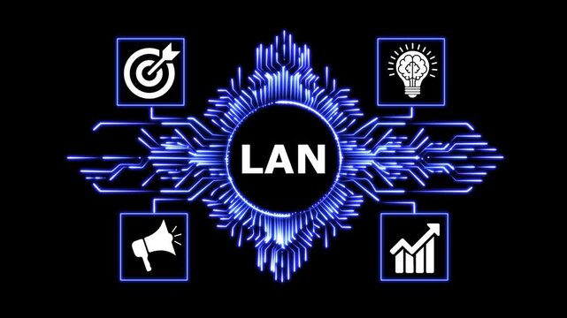 Lan network connection global, digital data transfer, internet communication technology.