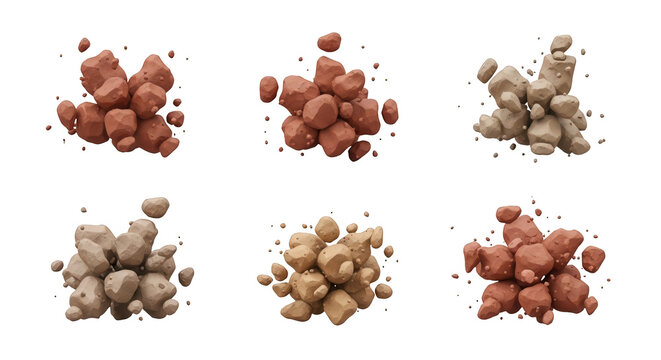 isolated 3d rendered clumps of earth exploding floating on white background science or environmental visuals