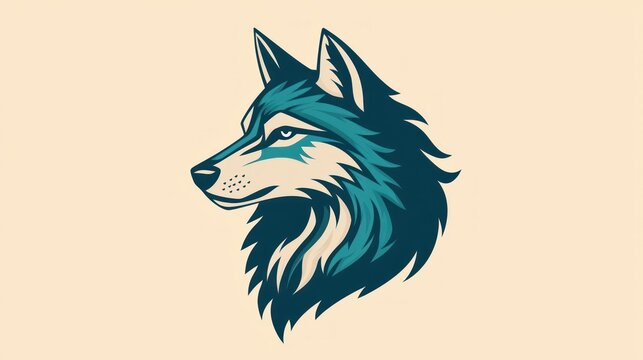 Stylized wolf head profile,  art, graphic design, possible use in logo or branding