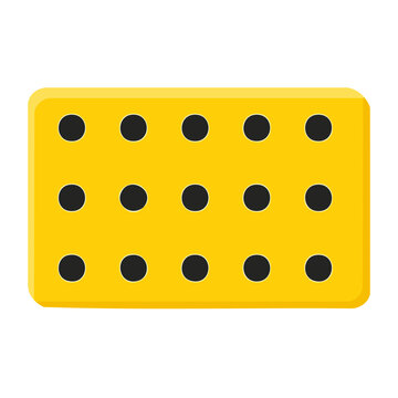Yellow dice with black dots, flat design