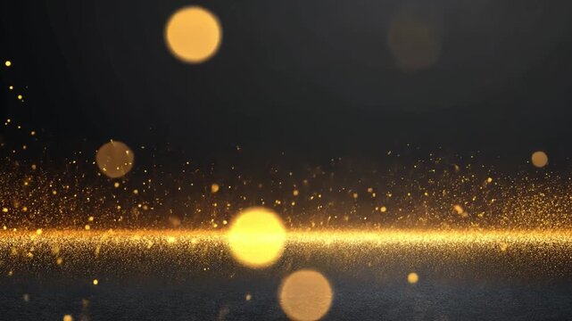 Shimmering Gold Particles on Dark Background for Elegant Design