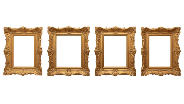 Four empty gold frames