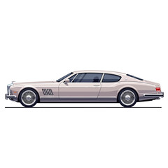 Fototapeta premium Elegant vintage coupe car, classic design, side profile, light beige.