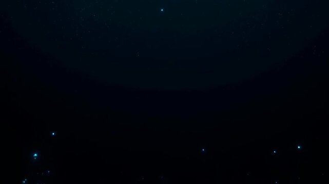 Dark space background with blue glow and starfield, abstract blue light star field glowing particle scene in dark sky
