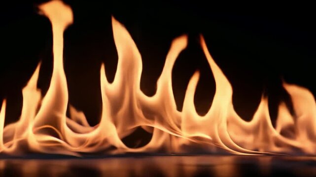 Vibrant Flames Dancing Against a Dark Background in a Dramatic Style