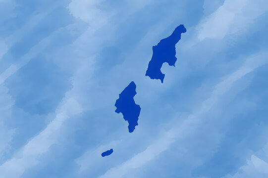 Northern Mariana Islands map with territorial flag colors without emblem on watercolor background