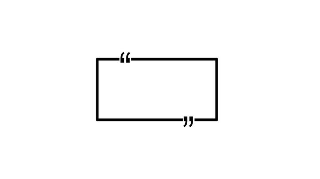 Rectangular quote mark graphic animation on transparent background.
