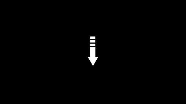 Animation Arrow Down Symbols. Animated arrow from top to bottom. Down arrow Animated arrow pointing down animation