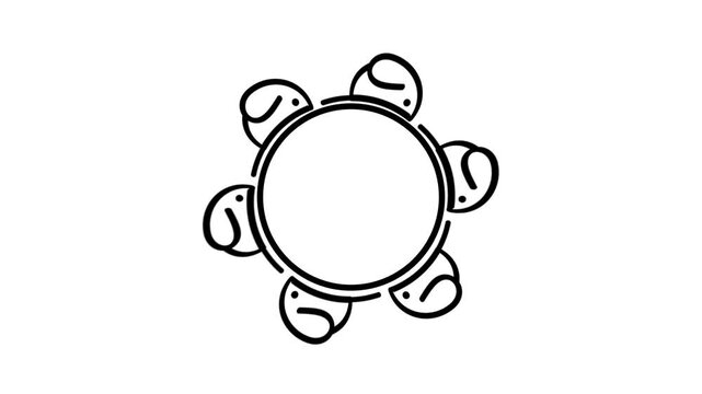 A circular tambourine-like shape with small round bumps along its rim floats centered on a clean white background