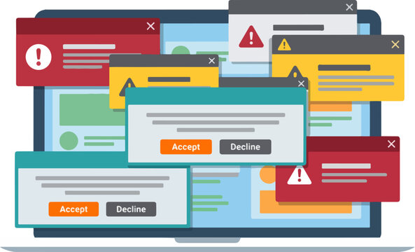 Alert messages on laptop screen.