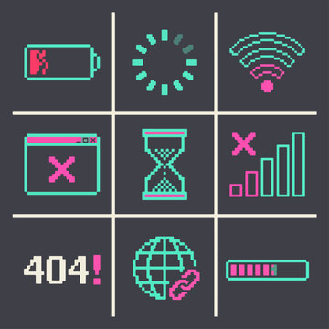Error icons on grid background.
