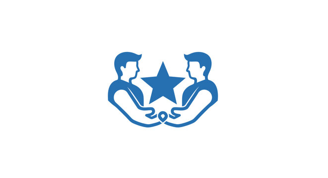 Logo design with two people and star.