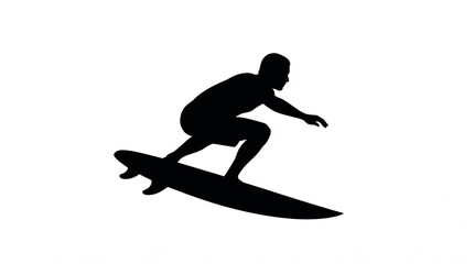 Fototapeta premium Surfer Riding Ocean Wave Silhouette Minimalist Illustration