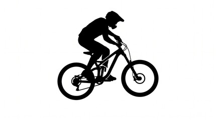 Fototapeta premium Extreme Mountain Biker Jumping Silhouette Graphic Design