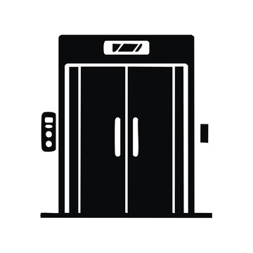 Elevator icon with closed doors and control panel elevator building transport architecture