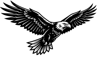 Obraz premium Soaring Bald Eagle Wildlife Predator Icon Freedom Bird Silhouette Vector Illustration