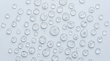 Transparent cosmetic gel or serum drops isolated on white background