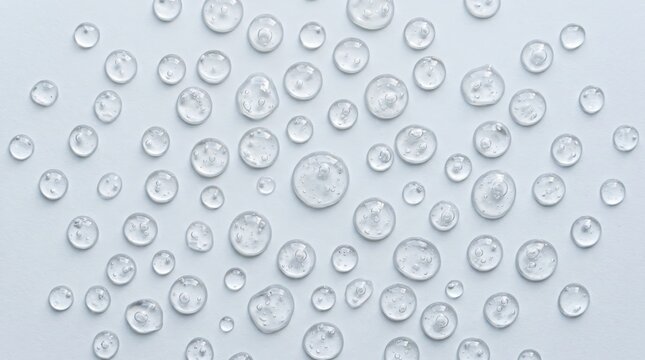 Transparent cosmetic gel or serum drops isolated on white background