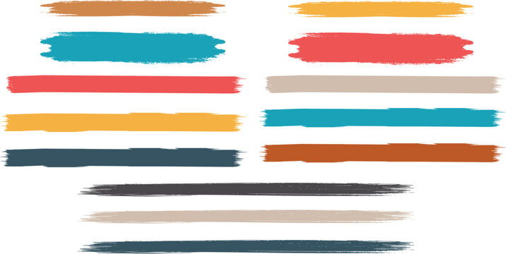 Abstract of horizontal striped lines in red, orange, yellow, teal, blue, and gray, with wavy and zigzag patterns