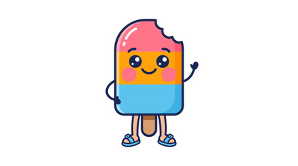 Fototapeta premium Colorful cartoon ice cream character smiling.