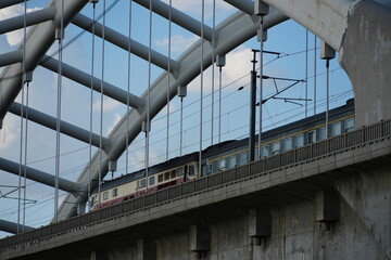 Naklejka premium railway bridge over the Harbin Songhua River