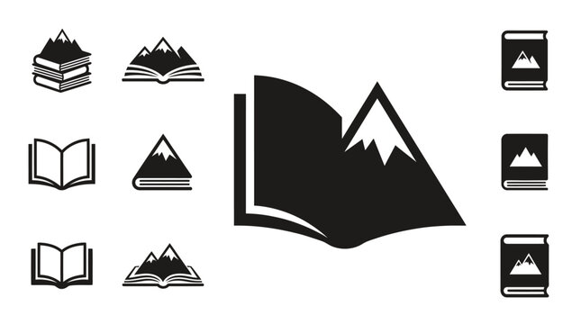 Book Mountain Icons Set
