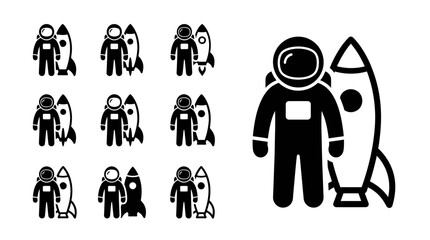 Astronaut and Rocket Icons Set © khami