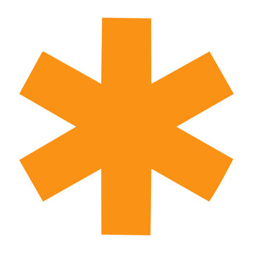 Orange Star of Life symbol on white background