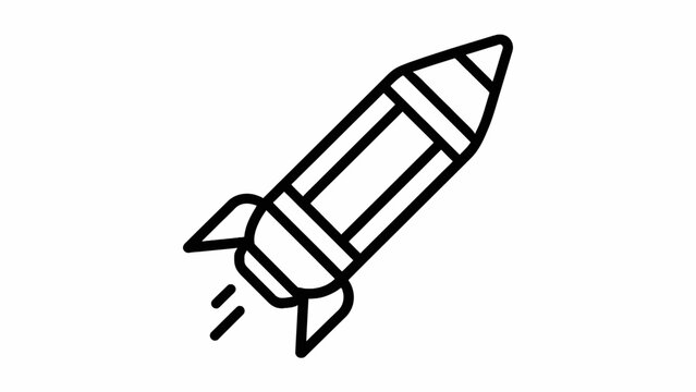 Simple rocket spacecraft launching icon flat vector line illustration