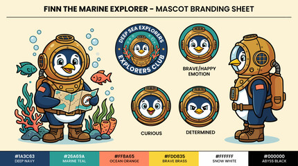 Finn the Marine Explorer Mascot Branding Sheet. © king