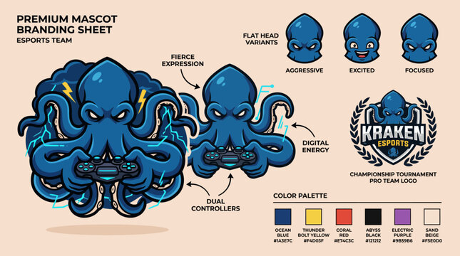 Detailed Octopus Branding Sheet Illustration Guide.