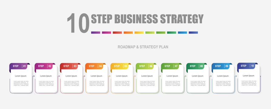 infographic elements template, business concept with 10 steps, rectangle shapes design with multi gradient color label for workflow layout, diagram, annual report, vector
