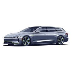 Fototapeta premium Modern Electric Wagon Car - Futuristic Design, White Background