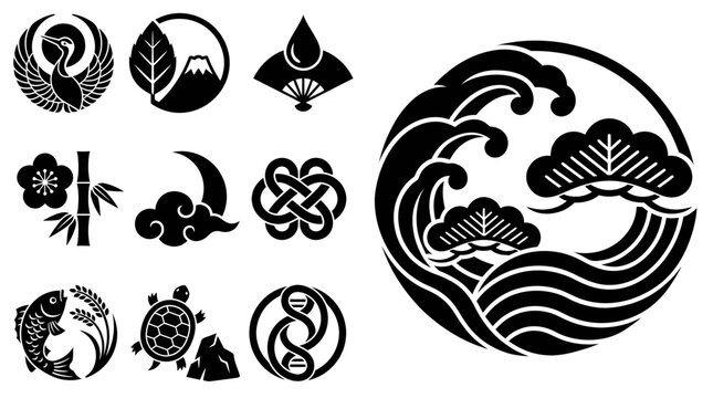 Japanese Icons Set: Traditional Symbols, Nature, Culture, and Art