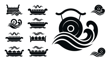 Indonesian Gamelan Music Icons: Gong, Saron, Gender, Bonang, Kenong - Traditional Culture © khami