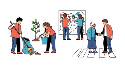 Community Service: Volunteering, Helping Elderly, and Art Project © Azrha