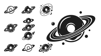 Donut Planets Set, Space Icons, Cosmic Food, Galaxy Sweets, Abstract Universe © khami