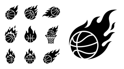 Basketballs on Fire Icons & Graphic - Dynamic Sports & Energy © khami