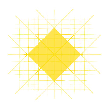 Abstract yellow geometric diamond pattern with grid and lines