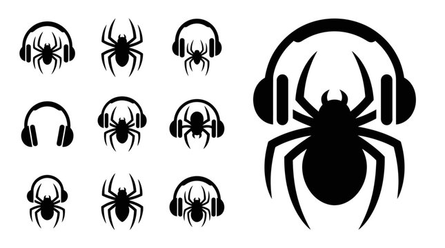 Spider with Headphones Icon Set